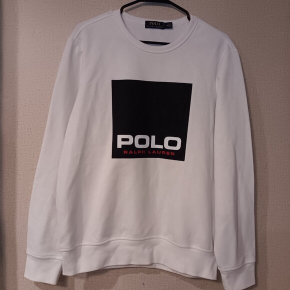 Polo Ralph Lauren Sweatshirt Mens Medium White Box Contrast Graphic - Picture 2 of 5